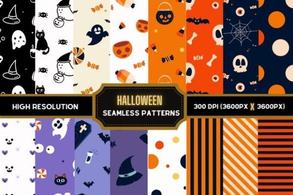 16 Halloween Seamless Digital Paper Patterns: A Creative Resource for Designers and Entrepreneurs