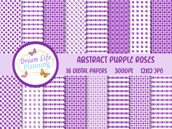 Abstract Purple Roses Digital Papers