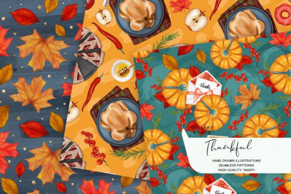Autumn Digital Paper, Thanksgiving: Hand-Drawn, High-Resolution Papers for Real Creative Work