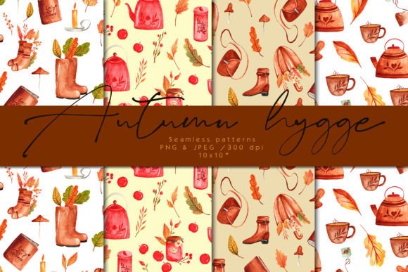 Autumn Hygge Watercolor Seamless Papers