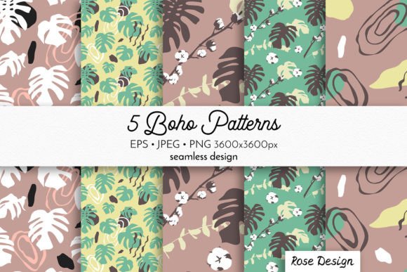 Boho Seamless Pattern Set Monstera Leaf: Where Tropical Aesthetic Meets Professional Design Efficiency