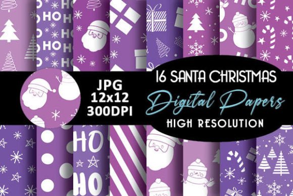 Enhance Your Creative Projects with Purple Santa Christmas Digital Papers and 16 Christmas Digital Papers