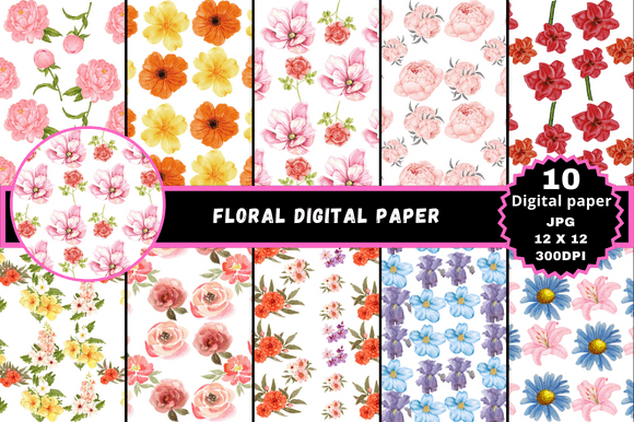 Floral Flower Digital Paper: A Versatile Resource for Creative Projects
