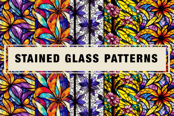Floral Stained Glass Seamless Pattern