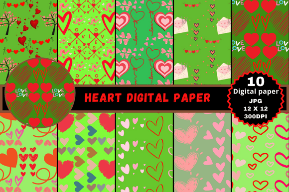 Green Heart Digital Paper: A Versatile Resource for Creative Projects
