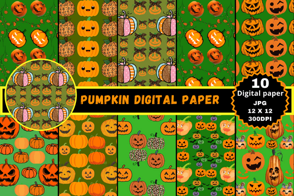 Green Pumpkin Digital Paper: A Creative Resource for Halloween and Beyond