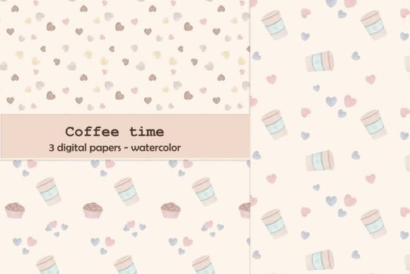 Watercolor Coffee Time Digital Papers